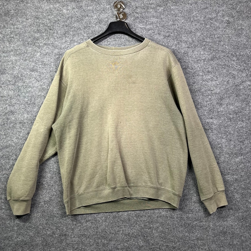 Vintage Wilson Crewneck Sweatshirt Mens Green Khaki Long Sleeve Pullover - Large